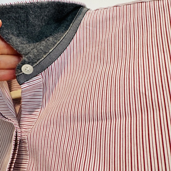 Lafayette 148 New York Pink Striped Button Down Shirt - Picture 6 of 10